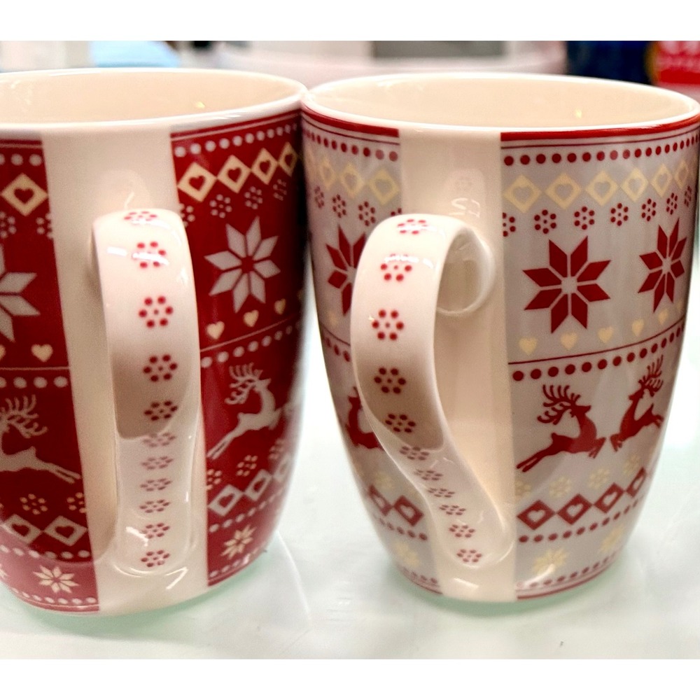 Aynsley Fair Isle Mug Set – Set of 6 Holiday Christmas Mugs with Original Box - Picture 4 of 11